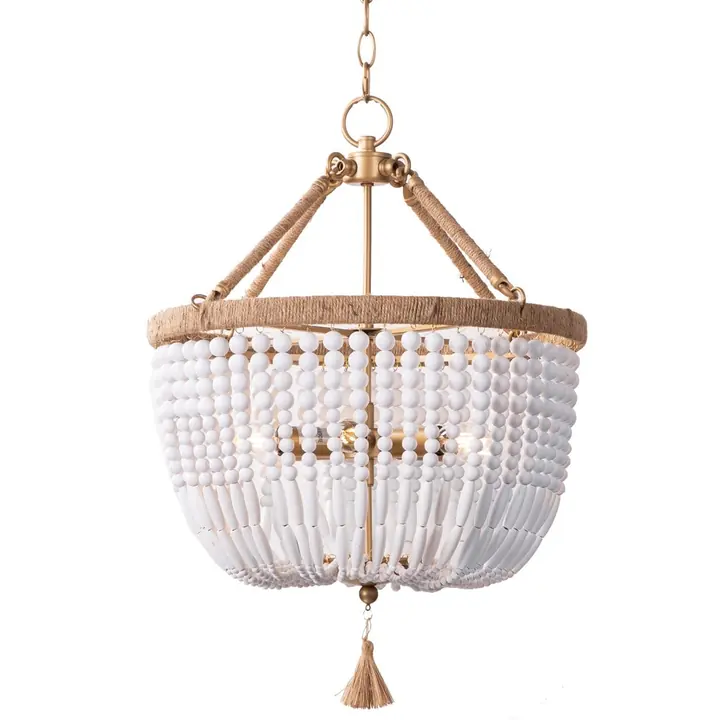 A small natural and white beaded Malabar pendant