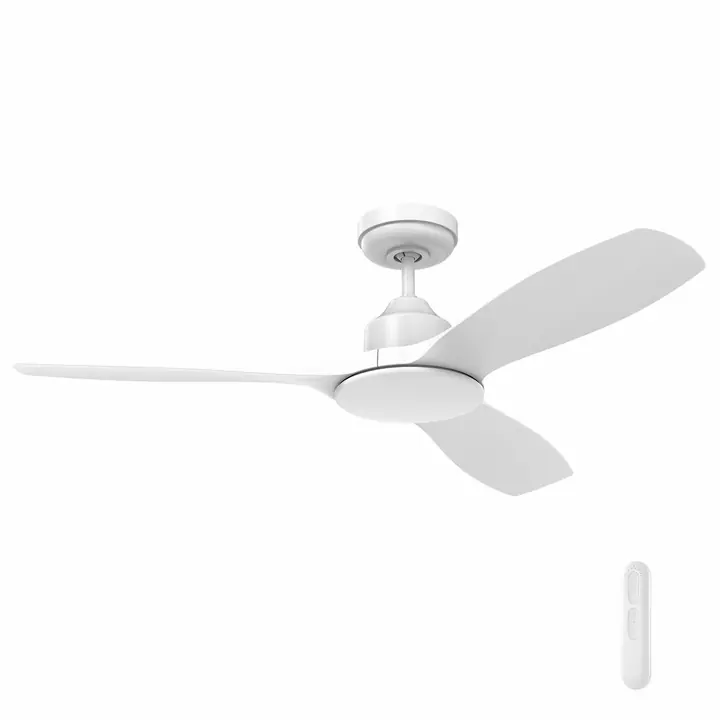 A white three-blade Raptor S 122 cm DC ceiling fan