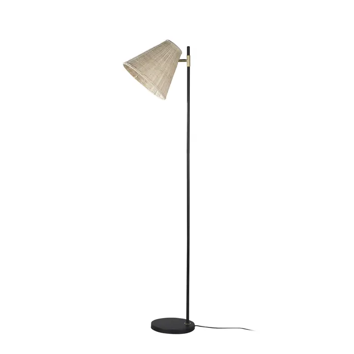 A woven rattan Yvette floor lamp